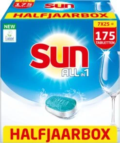 SUN® Sun All-in-1 Normaal Vaatwastabletten - 7 X 25 Tabletten - Voordeelverpakking -Sparkle home Winkel 1006x1200 2