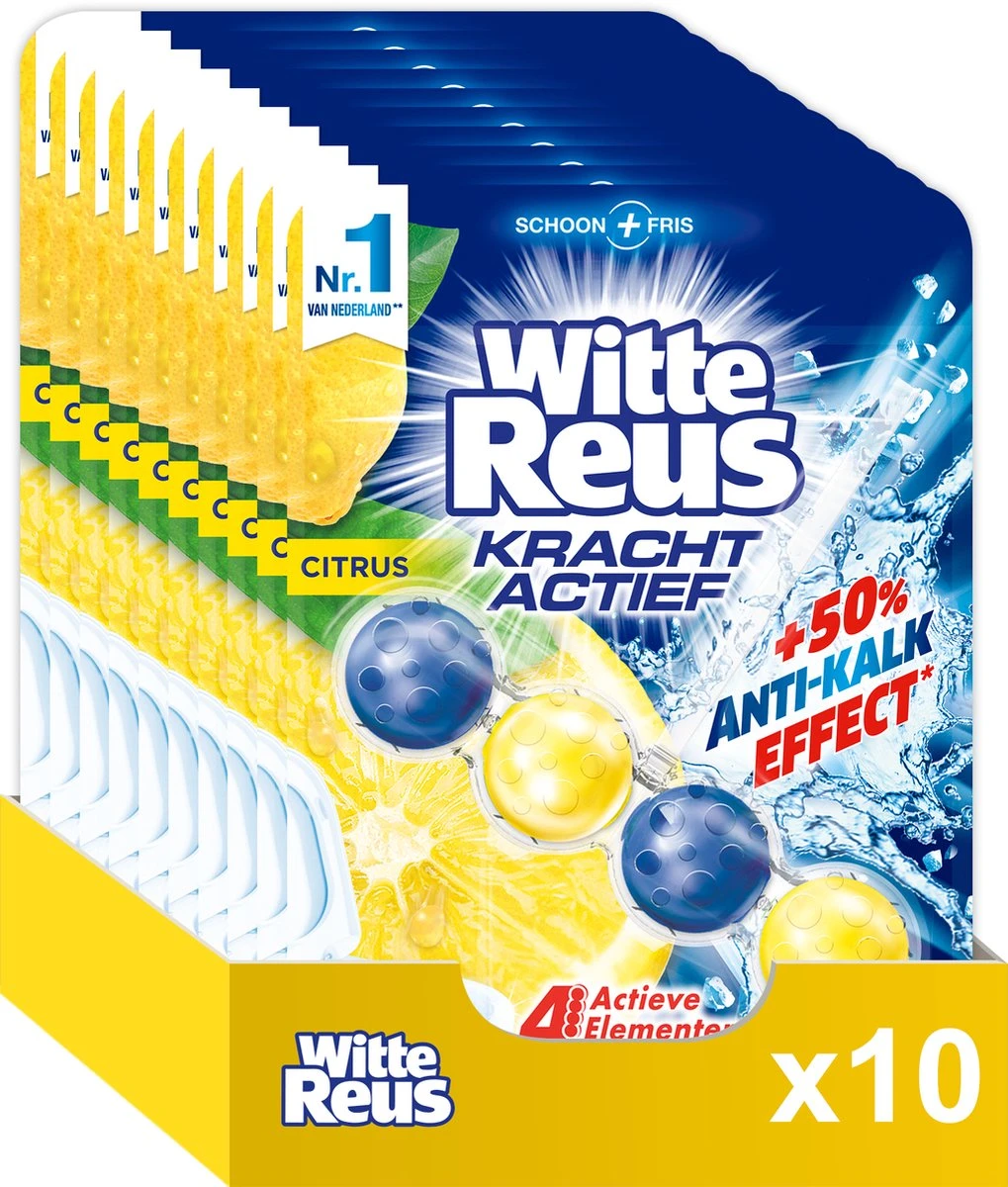 Witte Reus Kracht Actief Toiletblok - Citrus - WC Blokjes Voordeelverpakking - 10 Stuks 3 Witte Reus Kracht Actief Toiletblok - Citrus - WC Blokjes Voordeelverpakking - 10 Stuks