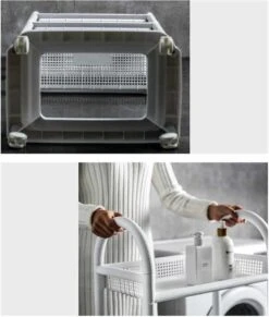 Wasmand Op Wielen - Badkamer Organizer - 3 Lagen - Afneembare Wasmand - Wit -Sparkle home Winkel 1020x1200