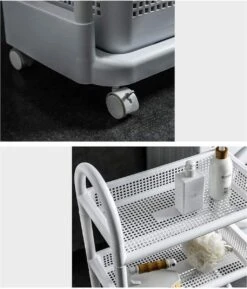 Wasmand Op Wielen - Badkamer Organizer - 3 Lagen - Afneembare Wasmand - Wit -Sparkle home Winkel 1025x1200