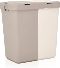 Motek® - Wasmand - 2 Vakken Met Deksel - Met Touch Deksel - Gemaakt Van 100% Gerecycled Kunststof - 80 L - Wasmand Met Deksel - Wassorteerder - Beige -Sparkle home Winkel 1072x1200 3