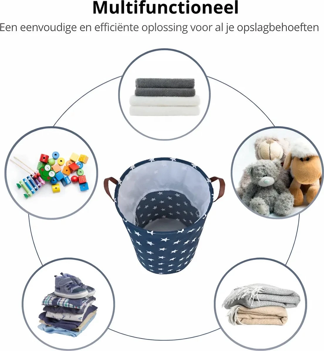 MAESON Wasmand Met Deksel - Opvouwbaar - Waterdicht - 72 L - Opbergmand Kinderkamer - Blauw 7 MAESON Wasmand Met Deksel - Opvouwbaar - Waterdicht - 72 L - Opbergmand Kinderkamer - Blauw - Afbeelding 5
