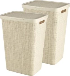 Curver Jute Wasmand Met Deksel 58L - 2 Stuks - Gebroken Wit -Sparkle home Winkel 1106x1200