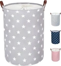 MAESON Wasmand Met Deksel - Opvouwbaar - Waterdicht - 72 L - Opbergmand Kinderkamer - Grijs