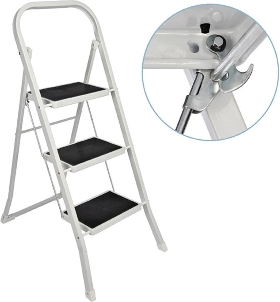 Basic Huishoudtrap 3 Treden - Anti-slip - Max. 150 KG - Anti-Slip Poten 3 Basic Huishoudtrap 3 Treden - Anti-slip - Max. 150 KG - Anti-Slip Poten