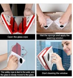 Merkloos Magnetische Raamwisser - Ruitenreiniger - Dubbel Glas - Rood - 5-24 Mm Glas -Sparkle home Winkel 1113x1200 7