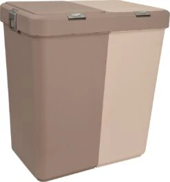 Motek® - Wasmand - 2 Vakken Met Deksel - Met Touch Deksel - Gemaakt Van 100% Gerecycled Kunststof - 80 L - Wasmand Met Deksel - Wassorteerder - Beige -Sparkle home Winkel 1118x1200 2