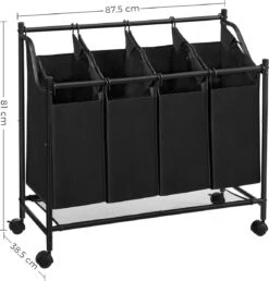 Acaza Stevige Wassorteerder - Wasmand Op Wieltjes Met 4 Uitneembare Vakken - 140L - Zwart -Sparkle home Winkel 1151x1200 3