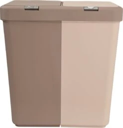 Motek® - Wasmand - 2 Vakken Met Deksel - Met Touch Deksel - Gemaakt Van 100% Gerecycled Kunststof - 80 L - Wasmand Met Deksel - Wassorteerder - Beige -Sparkle home Winkel 1160x1200 1