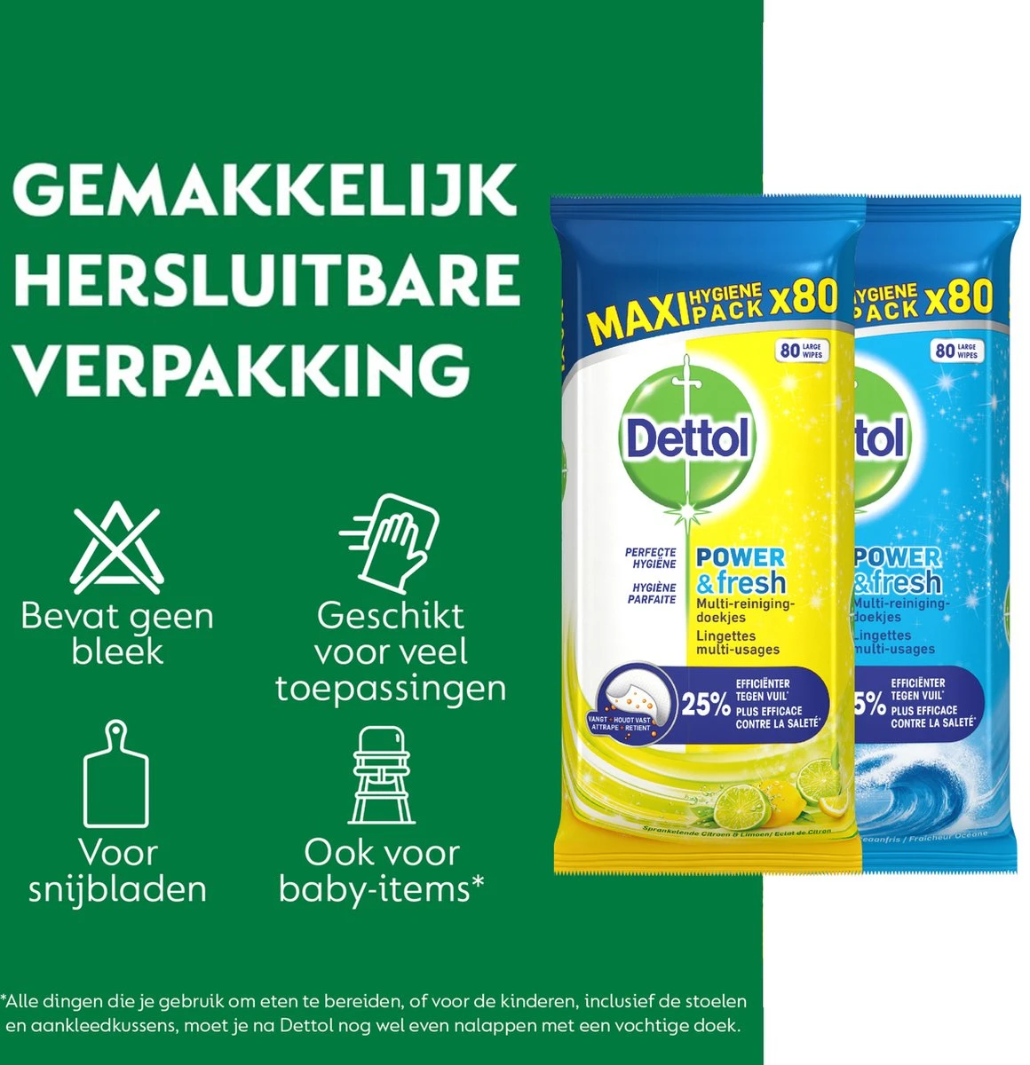 Dettol - 320 Schoonmaakdoekjes Power & Fresh - Citrus 2x80 - Oceanfris 2x80 10 Dettol - 320 Schoonmaakdoekjes Power & Fresh - Citrus 2x80 - Oceanfris 2x80 - Afbeelding 8