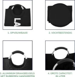 Wonair Wasmand – Waszak – Laundry Bag - Wassorteerder - Opvouwbaar – 81L – Zwart 14 Wonair Wasmand – Waszak – Laundry Bag - Wassorteerder - Opvouwbaar – 81L – Zwart -Sparkle home Winkel 1164x1200 3
