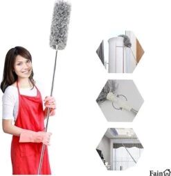 Fain® Plumeau Met Telescoopsteel – Grijs – 80 Tot 240 Cm - Uitschuifbaar – Wasbaar - Flexibel 360° Draaibaar – Duster - Microvezel Ragebol -Sparkle home Winkel 1171x1200 3