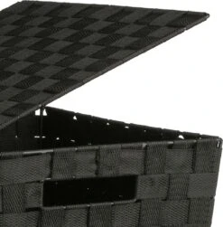 Merkloos Decopatent® Wasmanden Met Deksel - 60 Liter - Geweven Wasmand - Wasbox Met Optil Deksel - Polypropyleen - Afm 33x33x53 Cm - Zwart -Sparkle home Winkel 1183x1200 6