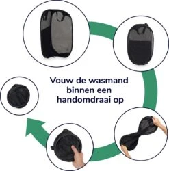 Wonair - Opvouwbare Wasmand - Wassorteerder - Extra Opbergvak – Met Hengsel - 70L - Zwart -Sparkle home Winkel 1185x1200 4