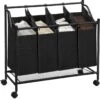 Acaza Stevige Wassorteerder - Wasmand Op Wieltjes Met 4 Uitneembare Vakken - 140L - Zwart -Sparkle home Winkel 1186x1200 4