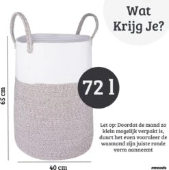 Mmoods Wasmand Katoen 72 Liter - Opbergmand Speelgoed - Wassorteerder Met Handvaten - Wasbox Badkamer - Mand Rond Badkamer Grijs -Sparkle home Winkel 1192x1200 6