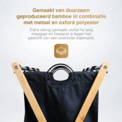 JASC Wasmand 3 Vakken - Wassorteerder - Wasmanden - Zwart - Bamboe - 128 Liter -Sparkle home Winkel 1195x1200 7