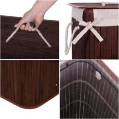 Springos Wasmand | Met Deksel | Opvouwbaar | 72 Liter | Met Uitneembare Waszak | Wasmand | Bruin -Sparkle home Winkel 1198x1200 19