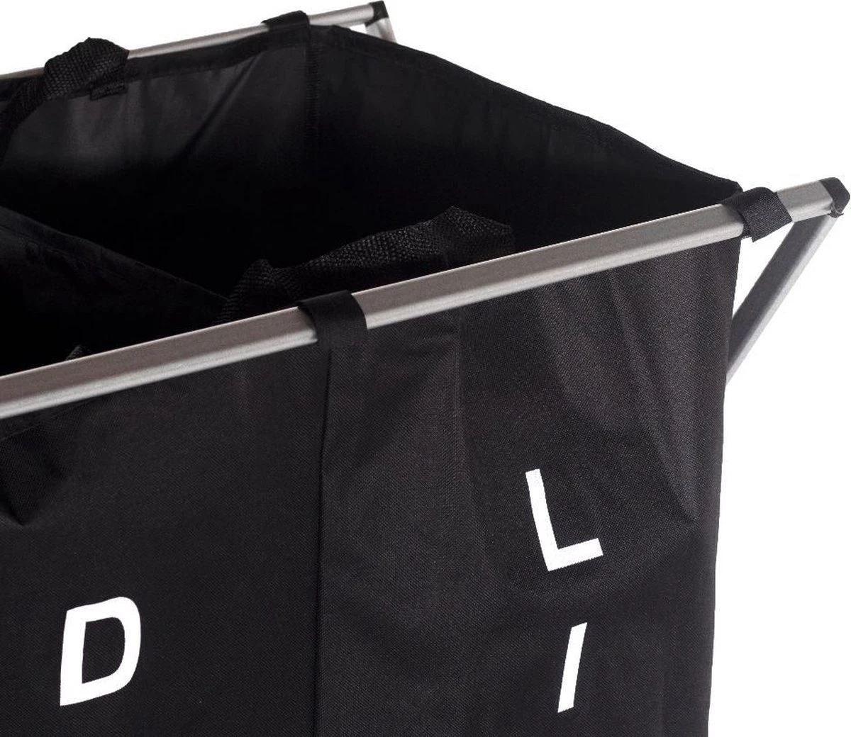 Wassorteerder - Wasmand Met 2 Vakken - Opvouwbaar - Zwart - Goets 5 Wassorteerder - Wasmand Met 2 Vakken - Opvouwbaar - Zwart - Goets - Afbeelding 3