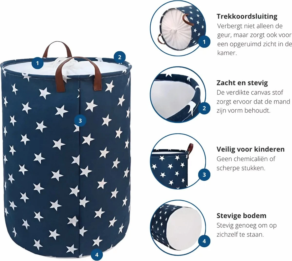 MAESON Wasmand Met Deksel - Opvouwbaar - Waterdicht - 72 L - Opbergmand Kinderkamer - Blauw 8 MAESON Wasmand Met Deksel - Opvouwbaar - Waterdicht - 72 L - Opbergmand Kinderkamer - Blauw - Afbeelding 6