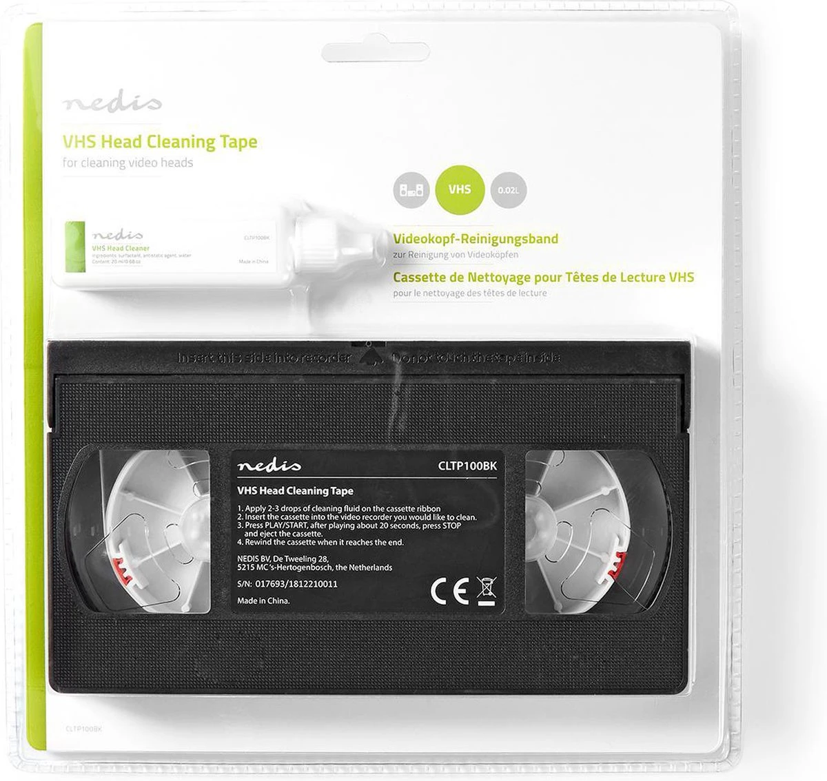 Nedis VHS-Reinigingscassette - 20 Ml - VHS-Koppen - Zwart 5 Nedis VHS-Reinigingscassette - 20 Ml - VHS-Koppen - Zwart - Afbeelding 3