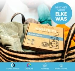 Wasmiddeldoekjes - Ocean Breeze Wasstrips 64 Wasbeurten – Wasmiddel Wasdoekjes - Natuurlijke Wasverzachter – Vegan – Zero Waste -Sparkle home Winkel 1200x1135