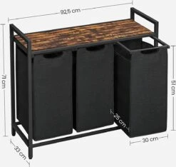 Wasmand, Wasverzamelaar, 3 Vakken, Met Legbord, Wassorteerbak, Waszak Uitschuifbaar En Uitneembaar, Per Waszak 38 Liter, Voor Badkamer, Wasruimte, Vintage Bruin-zwart BLH301B01 12 Wasmand, Wasverzamelaar, 3 Vakken, Met Legbord, Wassorteerbak, Waszak Uitschuifbaar En Uitneembaar, Per Waszak 38 Liter, Voor Badkamer, Wasruimte, Vintage Bruin-zwart BLH301B01 -Sparkle home Winkel 1200x1139 5