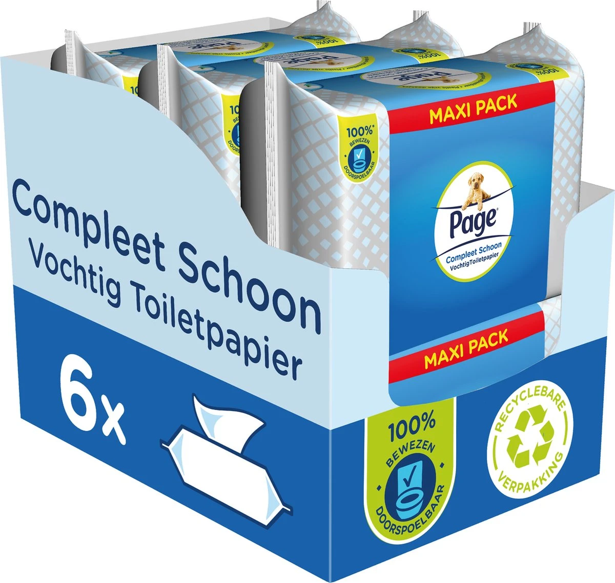 Page Vochtig Toiletpapier - 6 X 74 Stuks - Compleet Schoon Maxi Vochtig Wc Papier - Voordeelverpakking 4 Page Vochtig Toiletpapier - 6 X 74 Stuks - Compleet Schoon Maxi Vochtig Wc Papier - Voordeelverpakking - Afbeelding 2