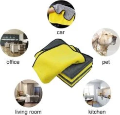 Merkloos Microvezel Droogdoek-Auto Droogdoek-Auto Droogdoek Microvezeldoek-auto Poetsen-poetsdoek- Reinigingsdoekjes- Duurzaam – 30x30 Cm - Geel/grijs -Sparkle home Winkel 1200x1154 12