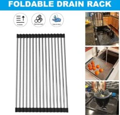 IBright Oprolbare Afdruiprek - Pannen Rooster Hittebestendig - Afdruiprooster - Pannenonderzetter - RVS Zwart -Sparkle home Winkel 1200x1155 1