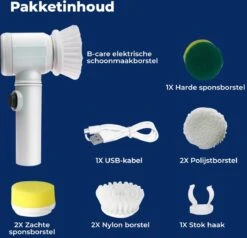 B-care Magic Brush - Elektrische Multifunctionele Schoonmaakborstel - 7 Opzetstukken - Wasborstel - Poetsmachine - Schrobborstel - Handborstel - Werkborstel - Schrobber - Boorborstel - Reinigingsborstel -Sparkle home Winkel 1200x1155 5