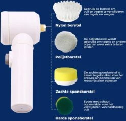 B-care Magic Brush - Elektrische Multifunctionele Schoonmaakborstel - 7 Opzetstukken - Wasborstel - Poetsmachine - Schrobborstel - Handborstel - Werkborstel - Schrobber - Boorborstel - Reinigingsborstel -Sparkle home Winkel 1200x1156 7