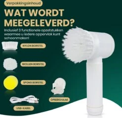 Apeiron Elektrische Schoonmaakborstel - Poetsmachine - Poliermachine - Schrobborstel - Handborstel - Werkborstel - Schrobber - Boorborstel - Wasborstel - Schoonmaakmiddelen - Reinigingsborstel - 3 Opzetstukken -Sparkle home Winkel 1200x1156 8