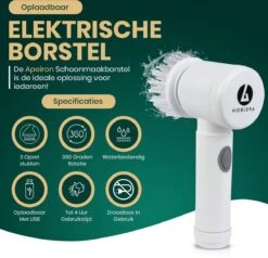 Apeiron Elektrische Schoonmaakborstel - Poetsmachine - Poliermachine - Schrobborstel - Handborstel - Werkborstel - Schrobber - Boorborstel - Wasborstel - Schoonmaakmiddelen - Reinigingsborstel - 3 Opzetstukken -Sparkle home Winkel 1200x1157 4