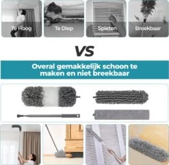 Novabeau® - Telescopische Plumeau – Plumeau Met Telescoopsteel – Ragebol – Uitschuifbaar – Grijs – 3-delige Set -Sparkle home Winkel 1200x1169 11