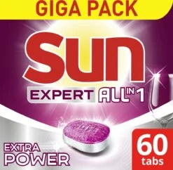 SUN® Sun Expert All-in 1 Vaatwastabletten - 60 Tabletten - Voordeelverpakking -Sparkle home Winkel 1200x1174 2
