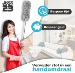 JUST23 Plumeau Uitschuifbaar Met Telescoopsteel – 60 Tot 140 Cm – Ragebol – Stoffer – Duster – Grijs – Incl. Microfiber Doek -Sparkle home Winkel 1200x1178 7