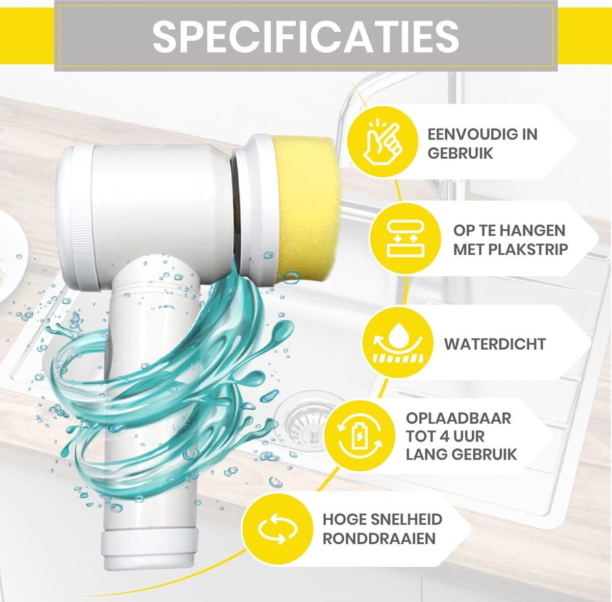 Lenga Elektrische Schoonmaakborstel - 5 In 1 Borstel - Oplaadbaar - Wasborstel - Schoonmaakmiddelen - Schrobborstels 10 Lenga Elektrische Schoonmaakborstel - 5 In 1 Borstel - Oplaadbaar - Wasborstel - Schoonmaakmiddelen - Schrobborstels - Afbeelding 8