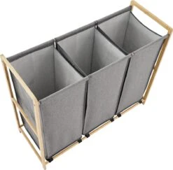 ACAZA Grote Wassorteerder Met 3 Vakken - XL Wasmand - Stof / Bamboe - Grijs -Sparkle home Winkel 1200x1182 6