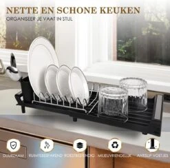 MIRI Afdruiprek – Afwasrek – Uitschuifbaar – Met Lekbak In Gootsteen – Afwas – Roestvrij Staal – Zwart 16 MIRI Afdruiprek – Afwasrek – Uitschuifbaar – Met Lekbak In Gootsteen – Afwas – Roestvrij Staal – Zwart -Sparkle home Winkel 1200x1183 4