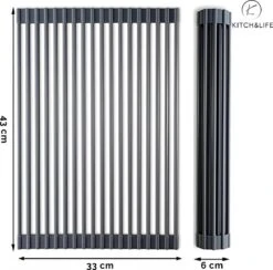 Kitch&Life Afdruiprek Oprolbaar - Mat Zwart - Pannenonderzetter - Afdruipmat - Keukenrek 3-in-1 -Sparkle home Winkel 1200x1185 3