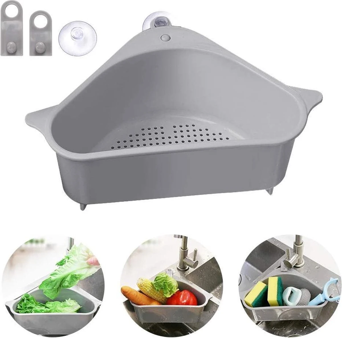 Cless - Gootsteenzeef – Grijs Zeef – Gootsteen Afvalbakje – Opvangbakje – Spoelbak – Afdruipbakje 3 Cless - Gootsteenzeef – Grijs Zeef – Gootsteen Afvalbakje – Opvangbakje – Spoelbak – Afdruipbakje