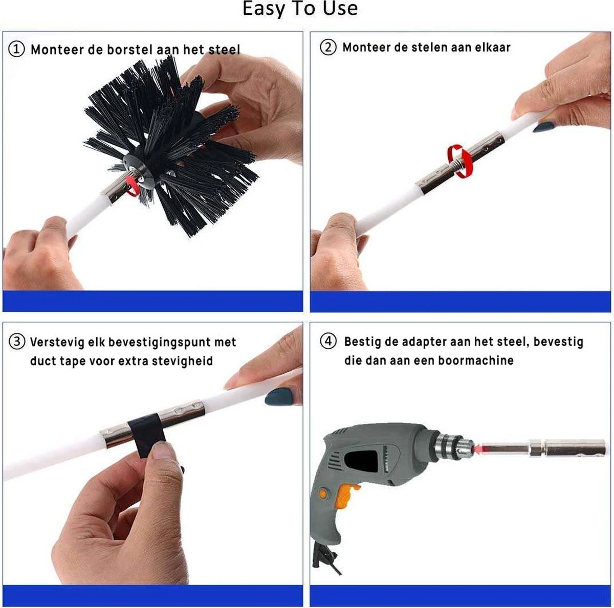 Kibani Schoorsteenborstel 9 Meter - Schoorsteenreiniger - Schoorsteenveger - Schoorsteenveegset - Schoorsteen Borstel - Veegkit - Borstelset Voor Boormachine - Boormachine 5 Kibani Schoorsteenborstel 9 Meter - Schoorsteenreiniger - Schoorsteenveger - Schoorsteenveegset - Schoorsteen Borstel - Veegkit - Borstelset Voor Boormachine - Boormachine - Afbeelding 3