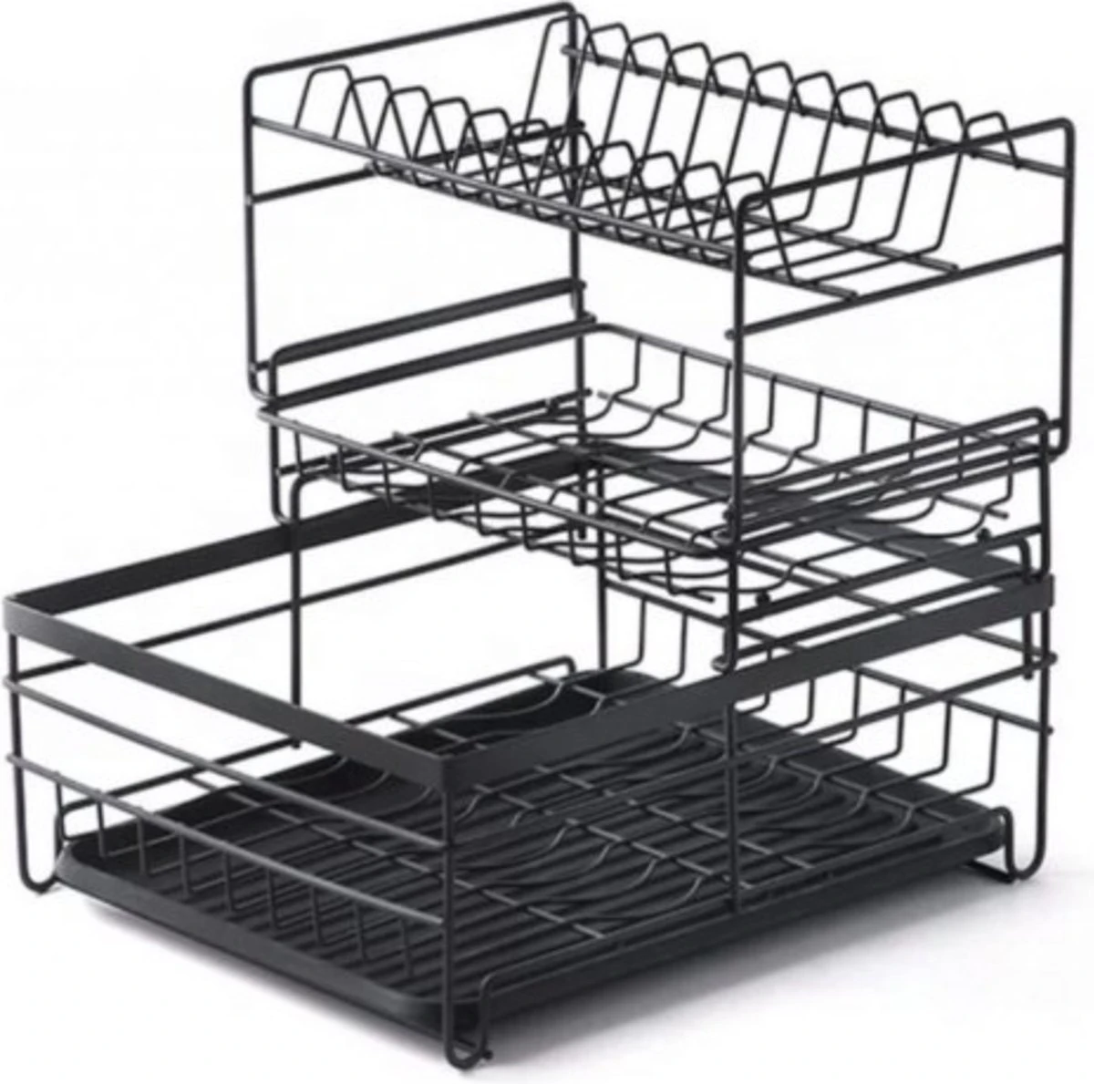 Luxaliving - Metalen Afdruiprek Met Lekbak – Afwas Droogrek – RVS Vaatwasrek – Keuken Droogrek Met Bestekmand – 3 Etages 4 Luxaliving - Metalen Afdruiprek Met Lekbak – Afwas Droogrek – RVS Vaatwasrek – Keuken Droogrek Met Bestekmand – 3 Etages - Afbeelding 2