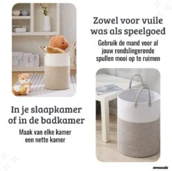Mmoods Wasmand Katoen 72 Liter - Opbergmand Speelgoed - Wassorteerder Met Handvaten - Wasbox Badkamer - Mand Rond Badkamer Grijs -Sparkle home Winkel 1200x1196 8