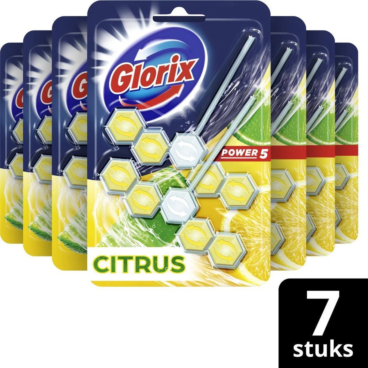 Glorix Power 5 Toiletblokken - Citroen - 7 X 2 Stuks - Voordeelverpakking 5 Glorix Power 5 Toiletblokken - Citroen - 7 X 2 Stuks - Voordeelverpakking - Afbeelding 3