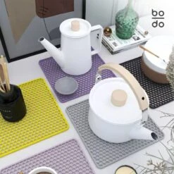 BODO Gootsteenmat Siliconen Donker Grijs - 34.5 X 34.5 Cm - Keuken Accessoires - Gootsteen Beschermer - Onderzetters Siliconen - Anti Kras -Sparkle home Winkel 1200x1200 1004