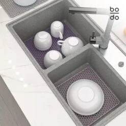 BODO Gootsteenmat Siliconen Donker Grijs - 30.5 X 30.5 Cm - Keuken Accessoires - Gootsteen Beschermer - Onderzetters Siliconen - Anti Kras - Gootsteen Accessoires -Sparkle home Winkel 1200x1200 1012