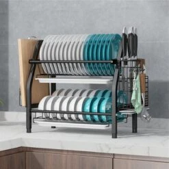 Merkloos Afdruiprek - Afdruiprek Met Lekbak - Afwas - Metaal - Zwart - RVS Afwasrek -Sparkle home Winkel 1200x1200 1018