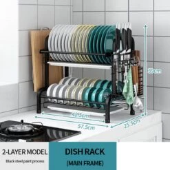 Merkloos Afdruiprek - Afdruiprek Met Lekbak - Afwas - Metaal - Zwart - RVS Afwasrek -Sparkle home Winkel 1200x1200 1021